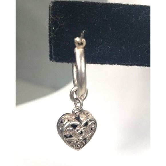 Stirling Silver 925 Lapis Heart Shaped Blue Gemstone Small Hoop Earrings - Picture 8 of 13